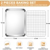 E-far Large Baking Sheet with Wire Rack, 20″ x 14″ (1 Pan +1 Cooling Rack)(9.3″x7.3″)
