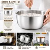 E-far Mixing Bowls with Lids Set of 5, Stainless Steel Nesting Salad Bowls(Khaki)