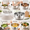 E-far Mixing Bowls with Lids Set of 5, Stainless Steel Nesting Salad Bowls(Khaki)