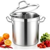 E-far 12 Quart Tri-Ply Stock Pot with Lid, Stainless Steel Cooking Pot(12 Quarts)