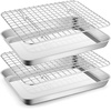 E-far 20×14 Large Baking Sheet with Wire Rack Set, 2 Pans + 2 Bacon Racks(4)