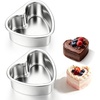 E-far 4 Inch Mini Heart Cake Pan Set of 3, Stainless Steel Heart Shaped Smash Cake Baking Mold, Small Heart Cake Tin for Valentine’s Day Anniversaries Birthday, Non-toxic & Dishwasher Safe(Silver)
