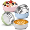 E-far Stainless Steel Baby Bowls with Suction & Lids for Toddlers & Kids(4 PCS Bowls)