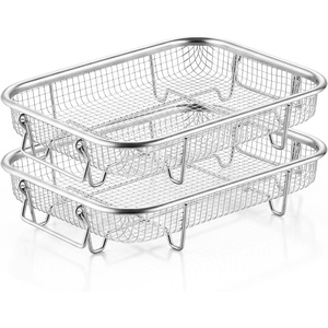 E-far 11.8” Air Fryer Basket for Oven, 3 Pcs Stainless Steel Air Fryer Rack(2)
