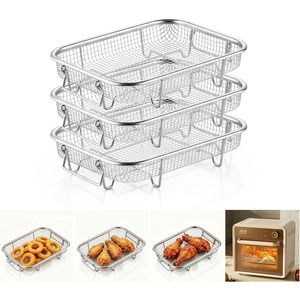 E-far 11.8” Air Fryer Basket for Oven, 3 Pcs Stainless Steel Air Fryer Rack(3)