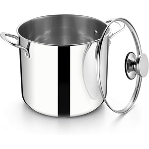 E-far Large Stainless Steel Stock Pot with Lid, 24QT Induction Cooking Pot(10 Quarts)