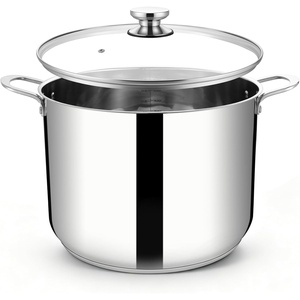 E-far Large Stainless Steel Stock Pot with Lid, 24QT Induction Cooking Pot(24 Quarts)