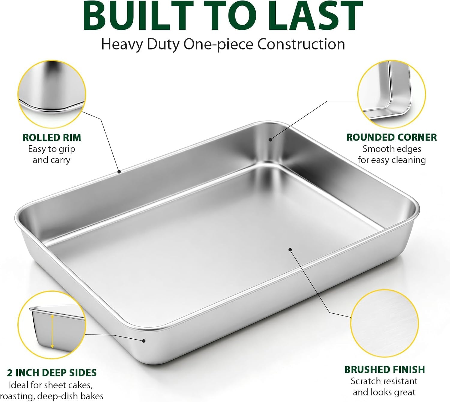 image:imageEfar Baking Pans Set of 3 16125105 Stainless Steel Sheet Cake Pans