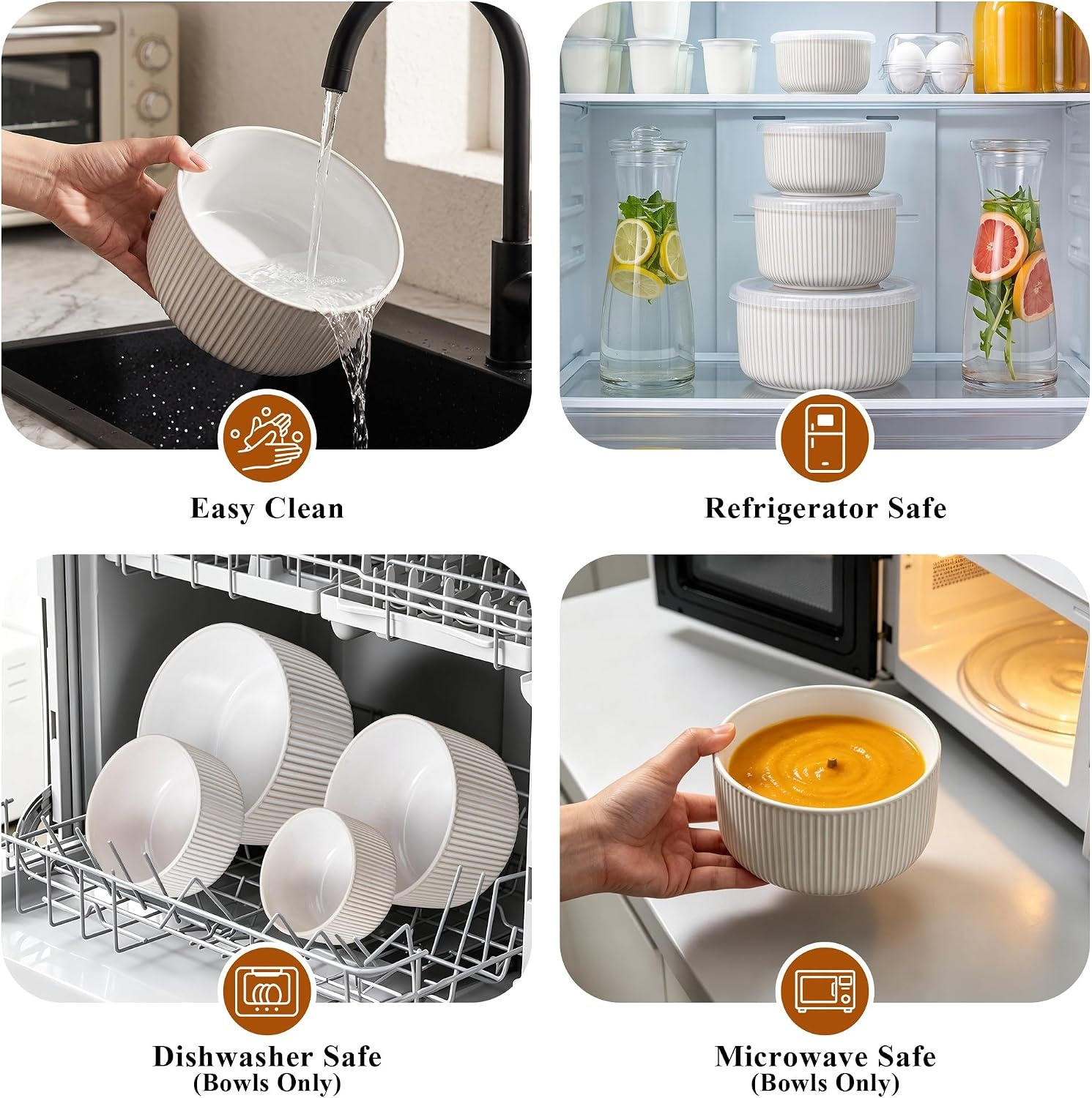 image:imageEfar Ceramic Mixing Bowls with Lids Serving Bowls Set of 4 Midnight BlueCreamy Beige