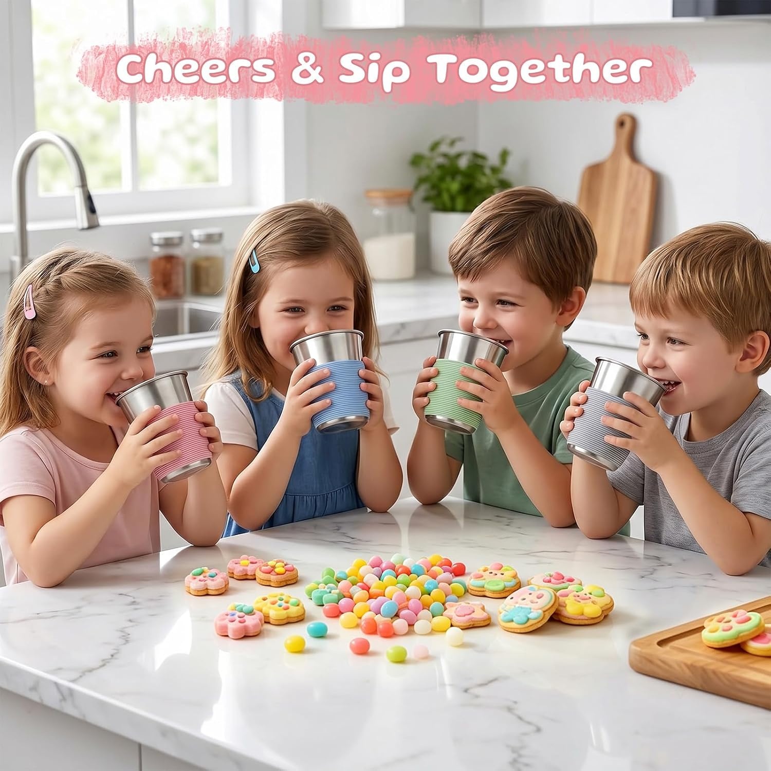 image:imageEfar Stainless Steel Cups for Kids 8oz4 Pack Childrens Pint Cups