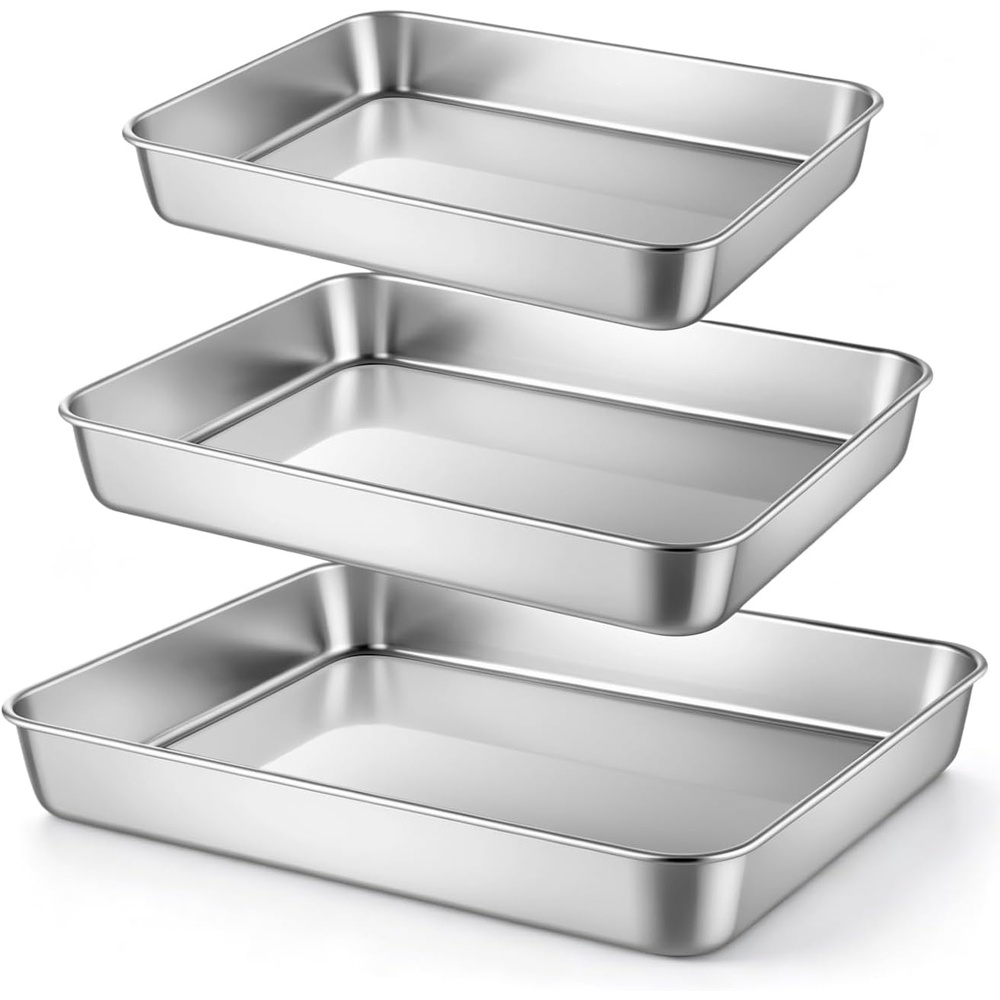 image:imageEfar Baking Pans Set of 3 16125105 Stainless Steel Sheet Cake Pans