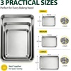 E-far Baking Pans Set of 3, 16/12.5/10.5 Stainless Steel Sheet Cake Pans