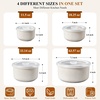 E-far Ceramic Mixing Bowls with Lids, Serving Bowls Set of 4, Midnight Blue(Creamy Beige)