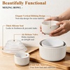 E-far Ceramic Mixing Bowls with Lids, Serving Bowls Set of 4, Midnight Blue(Creamy Beige)