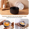 E-far Ceramic Mixing Bowls with Lids, Serving Bowls Set of 4, Midnight Blue(Matte Black)
