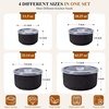E-far Ceramic Mixing Bowls with Lids, Serving Bowls Set of 4, Midnight Blue(Matte Black)