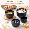 E-far Ceramic Mixing Bowls with Lids, Serving Bowls Set of 4, Midnight Blue(Matte Black)