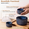 E-far Ceramic Mixing Bowls with Lids, Serving Bowls Set of 4, Midnight Blue(Midnight Blue)