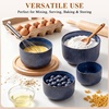 E-far Ceramic Mixing Bowls with Lids, Serving Bowls Set of 4, Midnight Blue(Midnight Blue)
