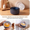 E-far Ceramic Mixing Bowls with Lids, Serving Bowls Set of 4, Midnight Blue(Midnight Blue)