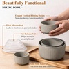 E-far Ceramic Mixing Bowls with Lids, Serving Bowls Set of 4, Midnight Blue(Speckled Khaki)