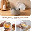 E-far Ceramic Mixing Bowls with Lids, Serving Bowls Set of 4, Midnight Blue(Speckled Khaki)