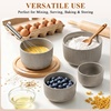 E-far Ceramic Mixing Bowls with Lids, Serving Bowls Set of 4, Midnight Blue(Speckled Khaki)
