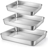 E-far Baking Pans Set of 3, 16/12.5/10.5 Stainless Steel Sheet Cake Pans