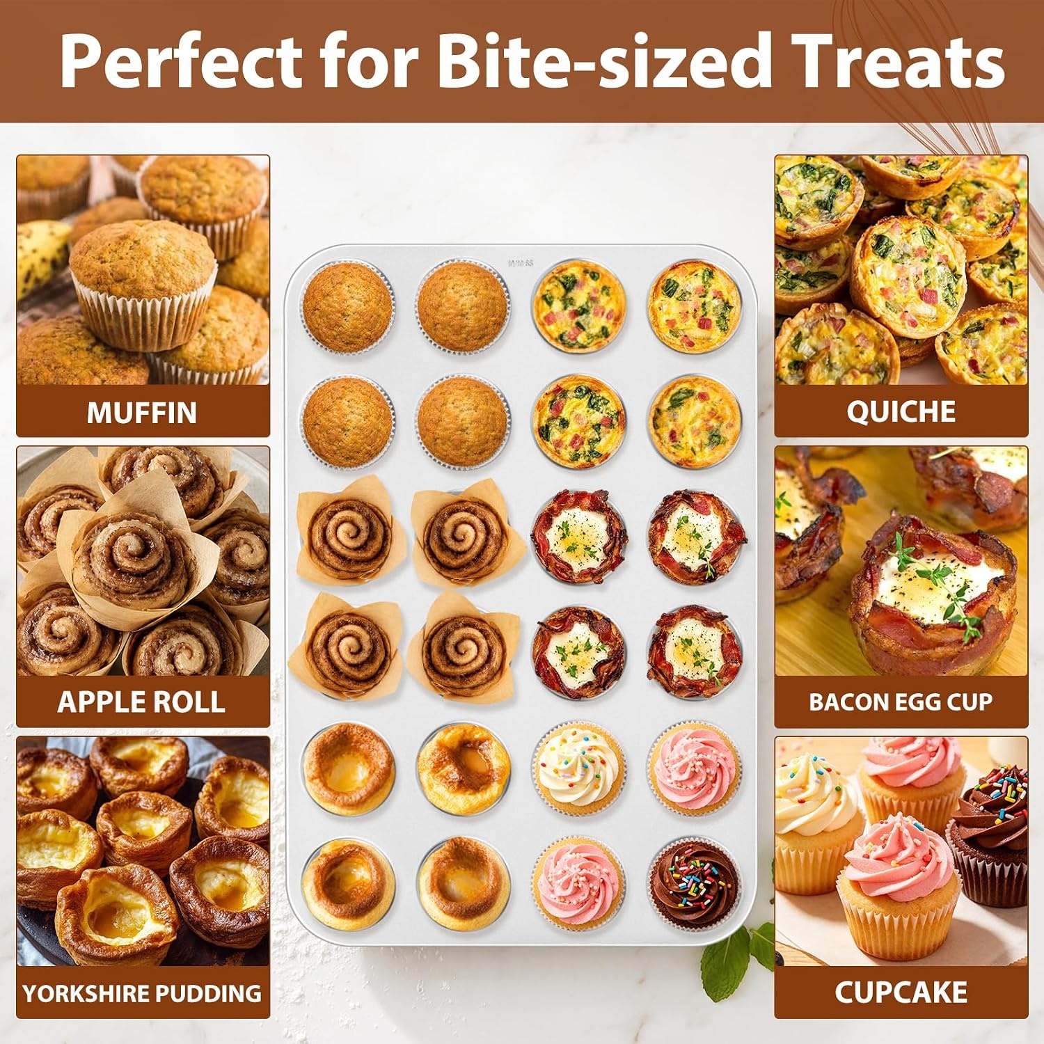 image:imageEfar Mini Muffin Pan Tin 24Cup Stainless Steel Mini Cupcake Pan 1 Pack1