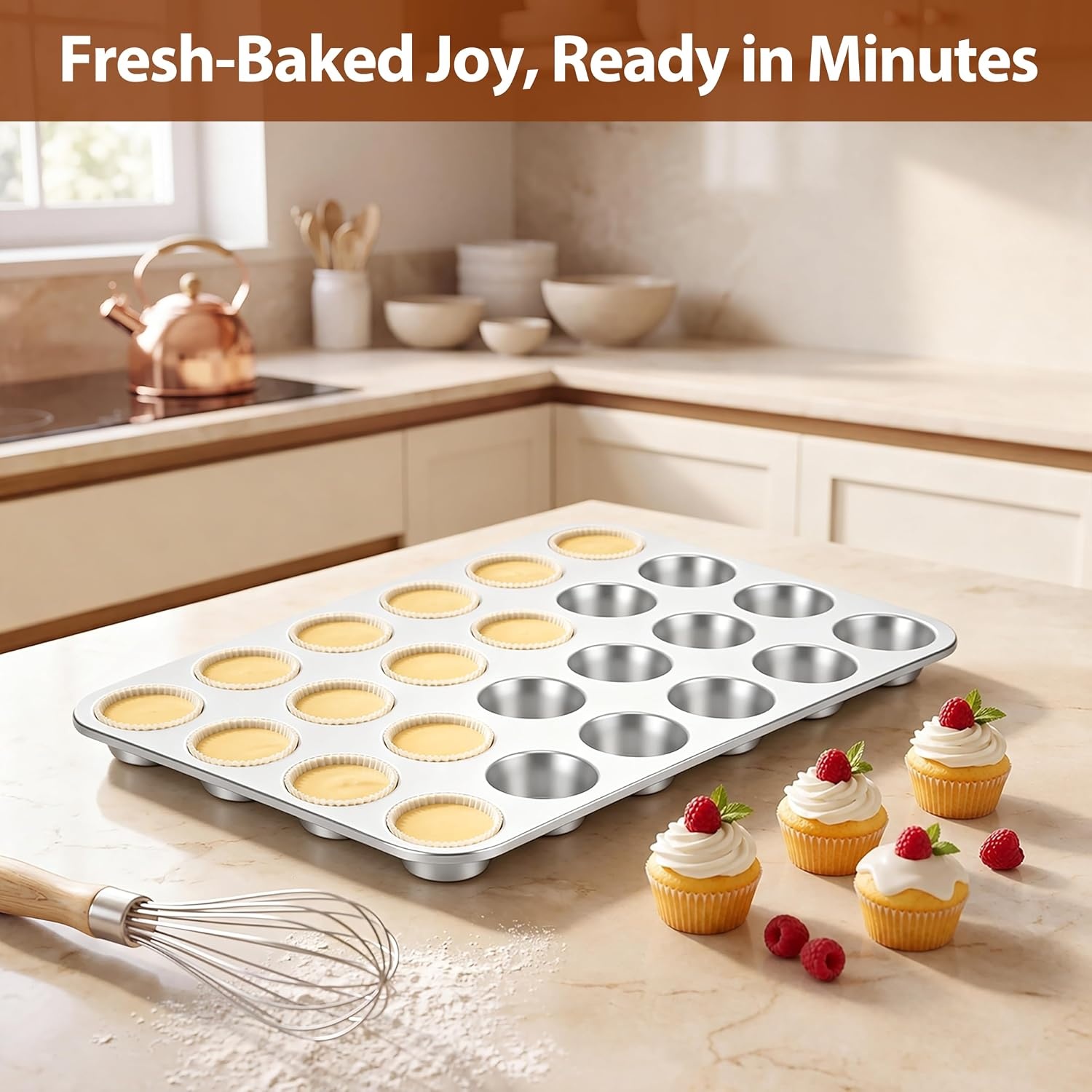 image:imageEfar Mini Muffin Pan Tin 24Cup Stainless Steel Mini Cupcake Pan 1 Pack2