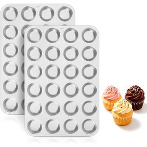 E-far Mini Muffin Pan Tin, 24-Cup Stainless Steel Mini Cupcake Pan, 1 Pack(2)